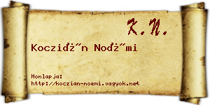 Koczián Noémi névjegykártya